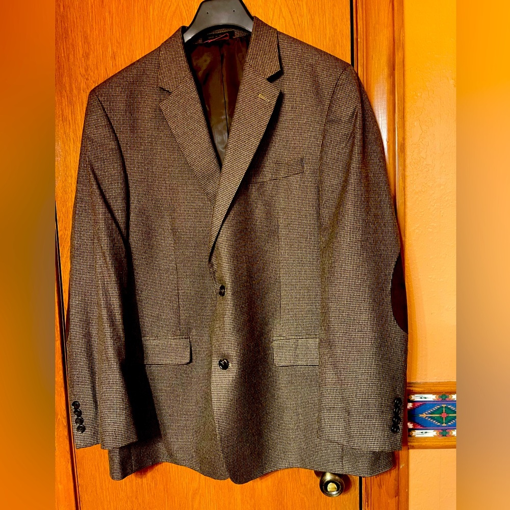 IZOD Mens Two Button Brown Blazer/Sport Coat Jacket